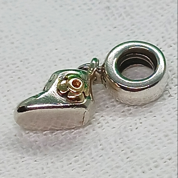 Pandora Jewelry - Pandora 14k Gold and Sterling Silver Baby Girl Dangle Bootie Charm